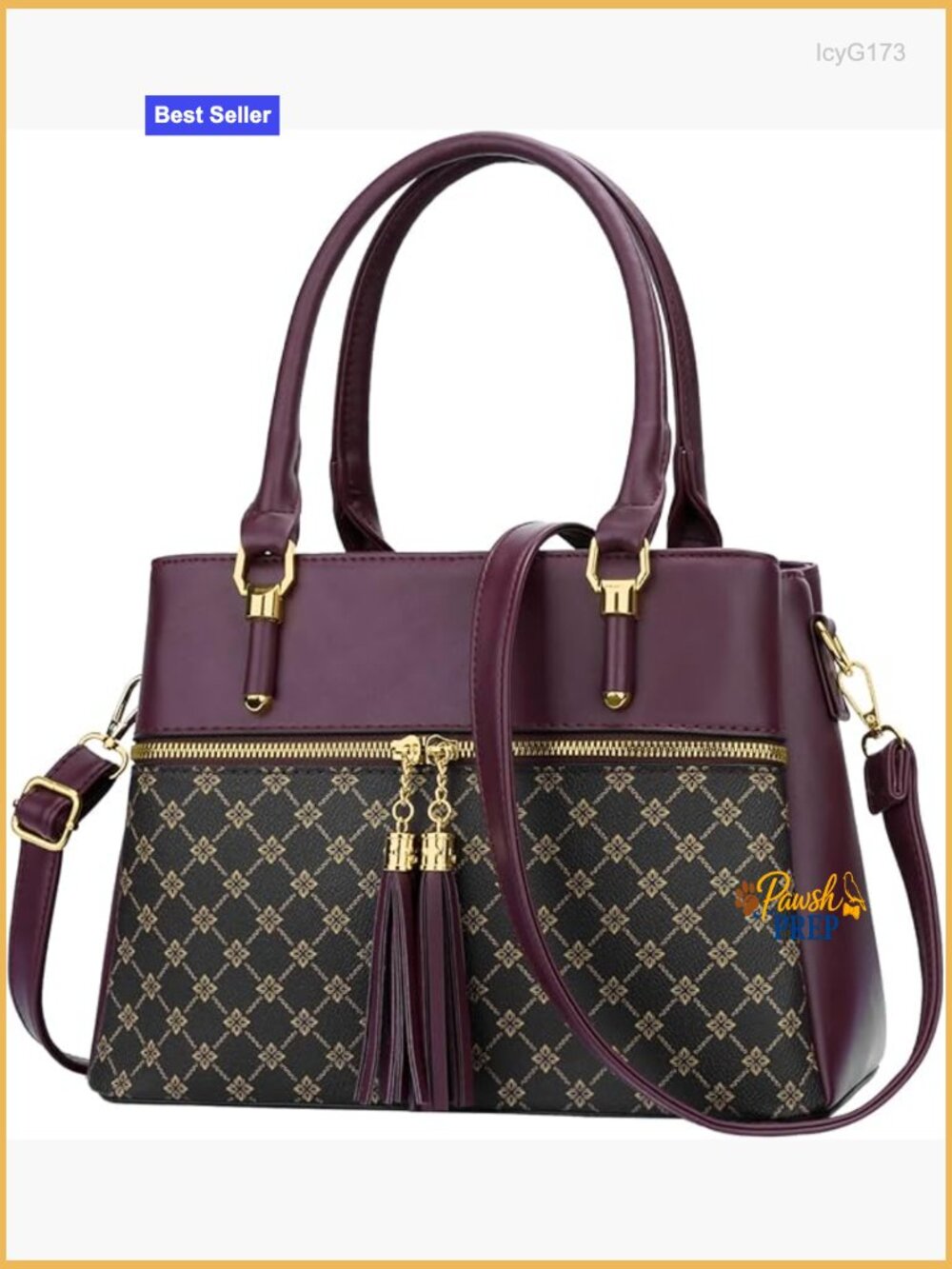 Women's Satchel Handbag Crossbody Shoulder Bag Zipper Vegan Leather Purse